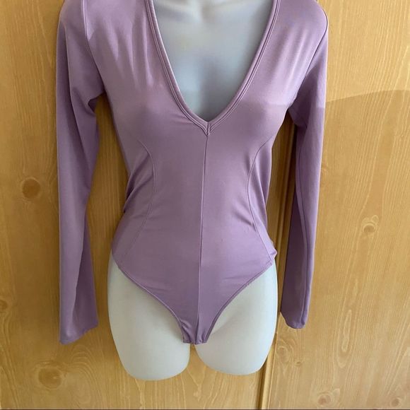 Free People • Plunging Neckline Thong Bodysuit in Lavender - Picture 4 of 11